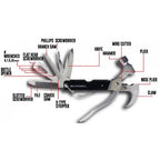 Unealtă combinată tactică ciocan-patent, multifuncțională 18 în 1