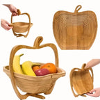 Coș de fructe pliabil din bambus în formă de măr