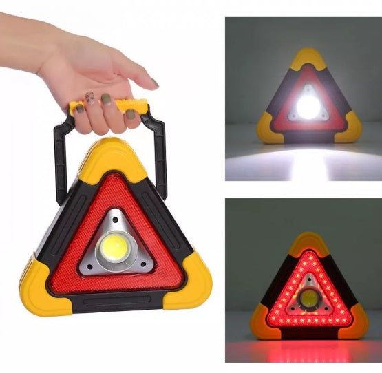 Triunghi reflectorizant cu 1 LED, încărcare solară sau USB, luminozitate reglabilă